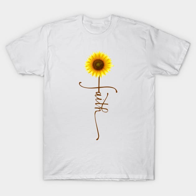 Faith Sunflower Christian Cross T-Shirt by CreativeShirt